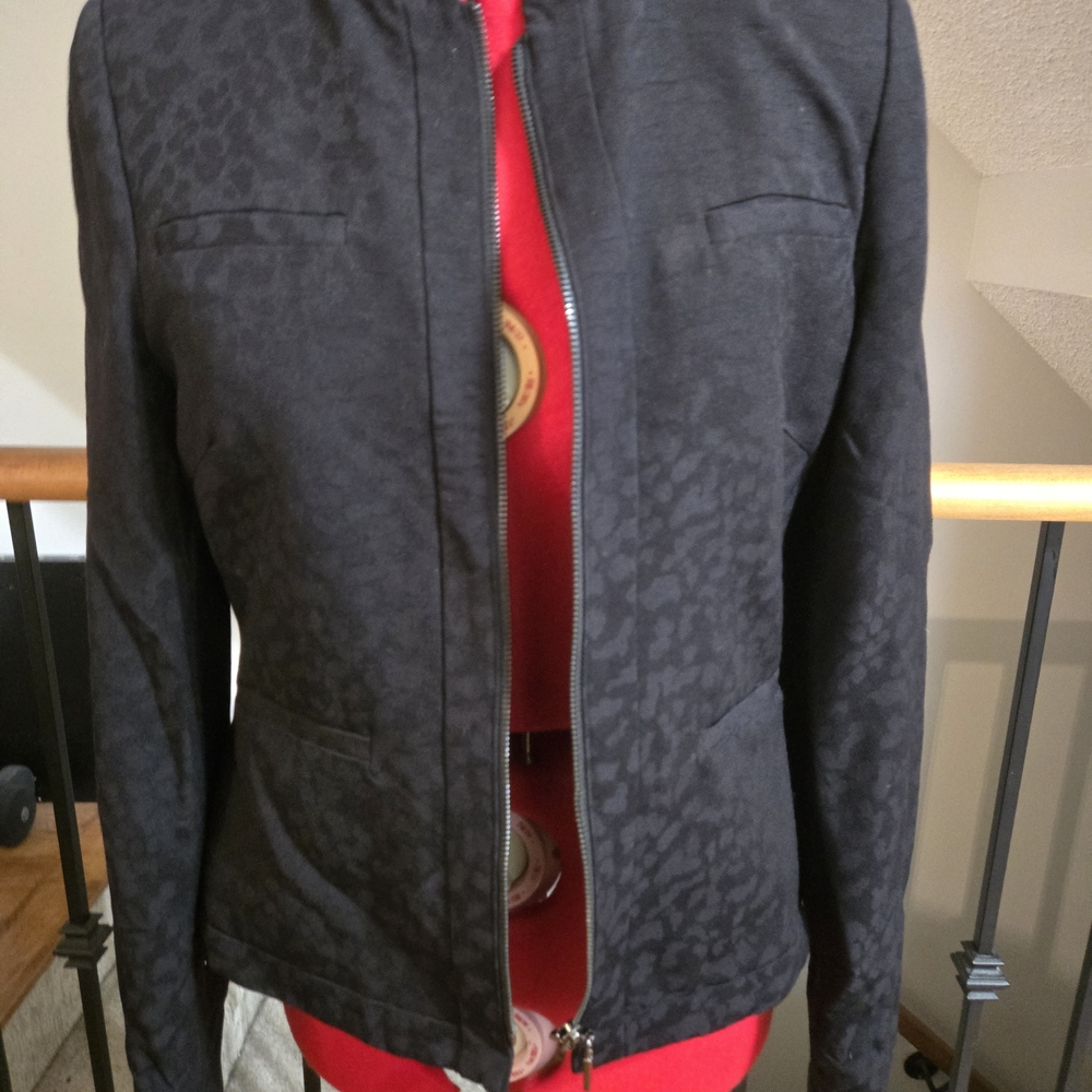 Mario Serrani Black Patterned Bomber Jacket